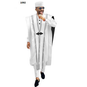 Vêtements pour hommes africains : Robe <span class=keywords><strong>Agbada</strong></span>, Chemises Dashiki, Pantalons Ankara, Chapeau tribal, Tenues de mariage et de soirée, Broderie, Grandes tailles, Coton - Product Image 1