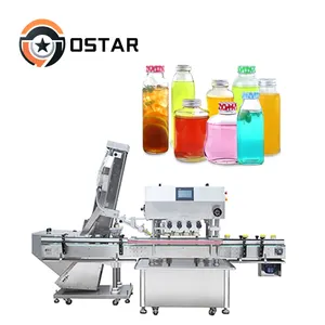 Máquina automática de enchimento e rotulagem de garrafas líquidas de vidro plástico, suco de óleo de mel e suco de frutas, geleia e refrigerantes