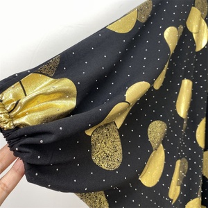 Ramadan Fashion Black Batwing Sleeve Abaya Kaftan New Gold <b>Printed</b> Long Cardigan for Muslim Ladies 1442# - Product Image 5