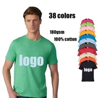 T-shirt vierge en coton peigné 180 g/m² de qualité supérieure, personnalisable avec logo et impression, pour homme, décontracté, vêtement de marque et uniforme de personnel