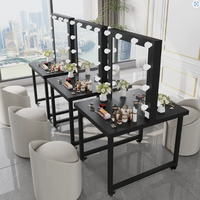 Miroir de maquillage double face professionnel avec éclairage, sur roulettes et mobile, pour salle de formation, studio, théâtre et coiffeuse