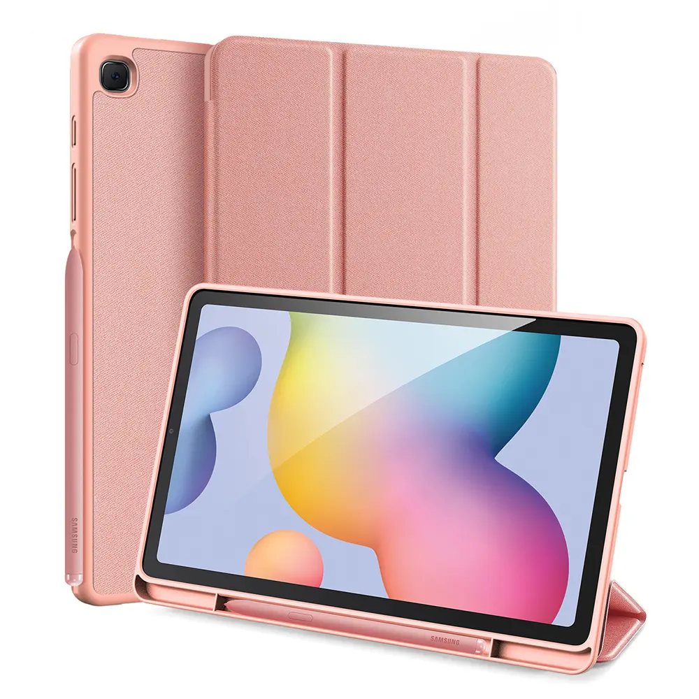 DUX DUCIS DOMO Tri-Fold Stand PU Tablet Leather Case with Pen Holder for Samsung Galaxy Tab S6 Lite