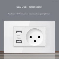 Interrupteur mural avec prise, verre trempé à quatre couleurs, tactile, durable, installation facile, charge rapide USB type C, indice de protection IP21, 16A