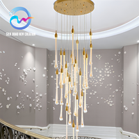 Lustre LED moderne de style nordique en aluminium et verre, suspension réglable en hauteur, finition dorée pour hôtel
