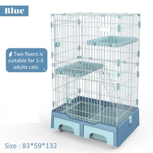 Wholesale 3-Layer Metal Large Universal Wheel Removable Stainless Steel Wire <b>Cat</b> House <b>Cage</b> With Litter Box and Storage Box - Product Image 2