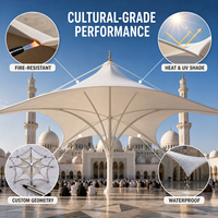 Structure de toit en membrane tendue PTFE pour cour de mosquée, abri extérieur pour zone de prière