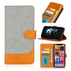 Canvas Color Contrast for iPhone 14 Pro Max Luxury Business Wallet Mobile Phone Case TPU PU Leather Phone Case For iPhone 14