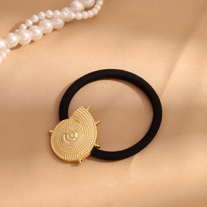 Bandes de cheveux élastiques noires avec des breloques d'animaux d'océan doré mignon alliage métal cheveux chouchous pour femmes enfants plage ton cheveux cravate - Product Image 6