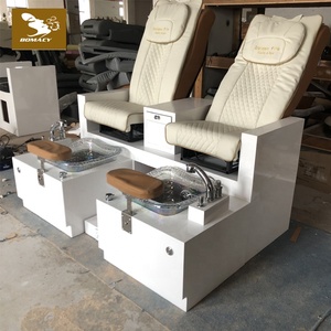 Bomacy — meuble de Salon de manucure en cuir blanc, <span class=keywords><strong>Double</strong></span> Station de pédicure, établi, chaise avec pieds, SPA - Product Image 3