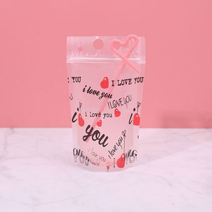 Пластиковые пакеты для напитков с отверстиями сверху, прозрачные пакеты для напитков с трубочкой, пакеты для смузи, многоразовые пакеты на молнии, прочные пакеты - Product Image 4