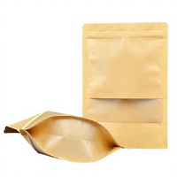 Sacs en papier kraft anti-humidité avec fermetures éclair et fenêtres, adaptés aux noix, au café, aux collations, au thé, aux aliments pour animaux de compagnie, aux aliments pour bébés