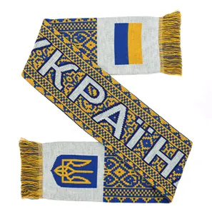 Лидер продаж, классический украинский дизайн ручной работы с принтом флага, вязаный веер футбольного клуба Worldup, акриловый шарф для зимы
