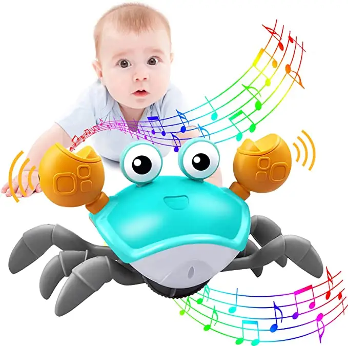 Baby toys 6 to 12 months Music Crab with USB and lights Automatic crawling crab baby toy baby sensor toy