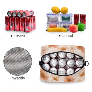 Custom Insulated <b>Meal</b> <b>Prep</b> Bag Orange Floral Pattern Lunch <b>Box</b> 10L Tote Insulated Reusable Lunch Bag With Adjustable Straps - Product Image 4