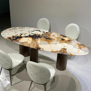 Mesa de Comedor de Cuarzo <span class=keywords><strong>Patagonia</strong></span> de 240*120cm, 2.4m 2.2m, con Efecto de Goteo de Agua, para Villa, Hotel, <span class=keywords><strong>Restaurante</strong></span>, Encimera de Piedra de Mármol Natural Pandora de 8 pies - Product Image 3