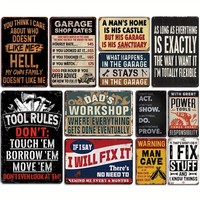 Panneaux en métal rétro vintage avec citations humoristiques et règles d'atelier, décoration murale pour la cave des hommes, le garage, l'atelier, le bar, la décoration de la maison