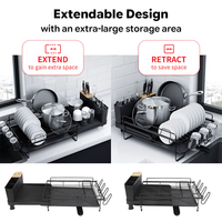 Égouttoir à vaisselle extensible et réglable à une seule couche, gain de place, pour cuisine, à poser sur l'évier, vente directe usine