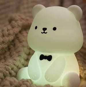 Bear Silicone Night <b>Light</b> USB Rechargeable LED Kids Bedroom Lamp Tap Control Color Changing RGB Dimmable Nursery Lamp <b>with</b> <b>timer</b> - Product Image 6