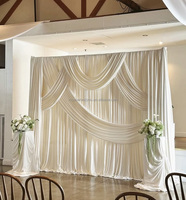 Rideau de fond de scène en tissu 3x3m, draperie en soie laiteuse ivoire pour mariage et fête d'anniversaire