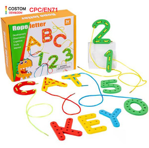 Il più venduto <span class=keywords><strong>in</strong></span> legno blocchi di esercizio per la coordinazione occhio-mano giocattolo educativo precoce per bambini numero lettera cognizione corda allacciatura - Product Image 1