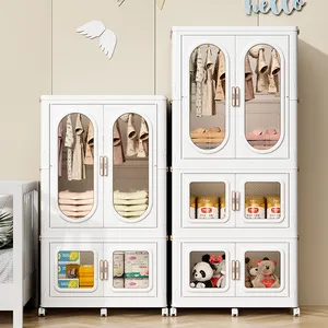 Wardrobe Organizer Household Clothes Plastic Storage Box Cabinet Multi Layer Cabinets