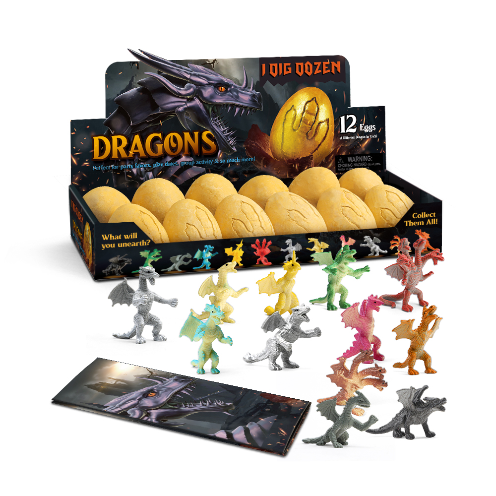 Jouets éducatifs pour enfants bricolage unique 12 assortis dragon jouet creuser douzaine d'or jaune dragon oeuf creuser kit enfants jouets 2024