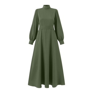 Vestido Largo Informal de Cintura Alta con Cinturón, Moda Casual para Mujer, <span class=keywords><strong>Cabaya</strong></span> Musulmana con Mangas Farol para Verano - Product Image 2