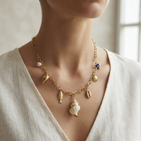 Collier pendentif coquillage élément océanique plaqué or PVD 18 carats pour femme, en acier inoxydable inaltérable, bijou raffiné, cadeau idéal
