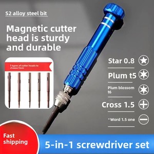 Set di cacciaviti in lega di alluminio con lavorazione CNC 5-in-1 all'ingrosso-strumento di precisione per la riparazione e lo smontaggio del telefono cellulare - Product Image 3