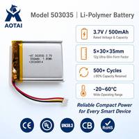 Batterie Li-Polymère Personnalisée en Gros 503035 3.7V 500mAh Rechargeable Type Pouch avec Connecteur JST pour Drone, Jouet RC, Robot