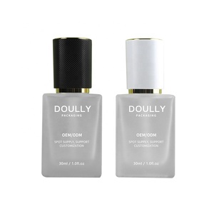 Envase Cosmético de Vidrio Transparente Esmerilado de 30 ml con Bomba para Base de Maquillaje, Forma Plana, Superficie para Serigrafía, Marca <span class=keywords><strong>Doully</strong></span> - Product Image 6