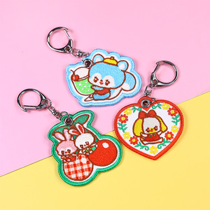 Thời Trang Hai Mặt Thêu Nhãn Phim Hoạt Hình Thiết Kế Vải Keychain Cá Nhân <span class=keywords><strong>Key</strong></span> Và Túi Tag Keychain - Product Image 6