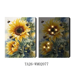 Quadro luminoso a LED con girasoli <span class=keywords><strong>di</strong></span> <span class=keywords><strong>Van</strong></span> <span class=keywords><strong>Gogh</strong></span>, stampa su tela personalizzata per decorare il soggiorno - Product Image 4