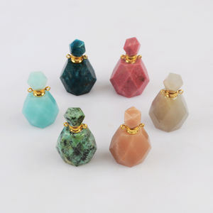 Collar con Botella de Perfume de Acero Inoxidable y Turquesa Natural G2012, Frasco para Aceites Esenciales, Collar de Cristal Curativo para Mujer - Product Image 2