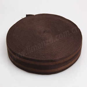 Sabuk Anyaman Katun Twill Musim Gugur/Dingin Lebar 38mm Cokelat Kastanye Bergaris Ramah Lingkungan untuk Tas, Mantel, Kerajinan DIY - Product Image 3