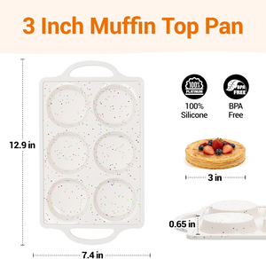 Moule à muffins géants en silicone américain, 6 cavités, antiadhésif, sans BPA, avec cadre métallique renforcé, certifié LFGB, de la marque MUYULINS Factory - Product Image 5