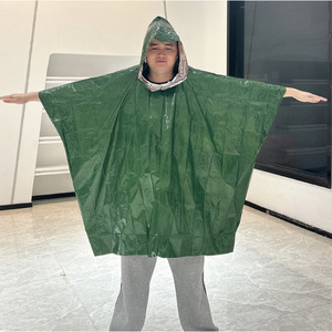 Customized aluminum foil insulated outdoor disposable PE orange first aid <b>raincoat</b>, adventure <b>raincoat</b>, thickened life blanket - Product Image 2