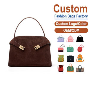 Bolso Retro de Cuero Genuino Tipo Gamuza, Color Café, Forma Trapezoidal, Bolso de Hombro/Axila, Bolso de Mano para Mujer, Personalización OEM - Product Image 1