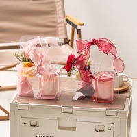 Saint Valentin 2/3 pouces petite fleur gâteau Dessert boîte recyclable sac cadeau souvenir avec impression d'estampage