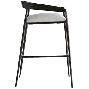 Tabouret de bar haut Ansel en lin et fer/acier, durable, pour bar à domicile et salle à manger - Product Image 3