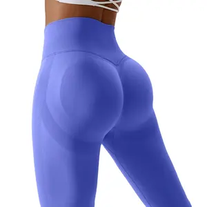 Pantalon de fitness sans couture pour le levage des hanches pantalon de yoga taille haute à fermeture au ventre pantalon de sport de course à pied pour femmes