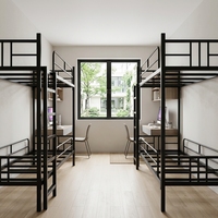 Lit superposé portable pour adolescents avec escalier, structure en fer, facile à assembler, idéal pour chambre d'école, gain de place, tailles simple et double