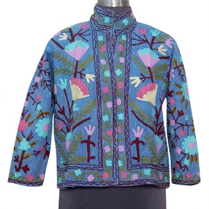 Women's Handmade Multicolored Suzani Woven Knitted <b>Quilted</b> Reversible Short Autumn/Winter Eco-Friendly <b>Jacket</b> Cotton Embroidered - Product Image 1