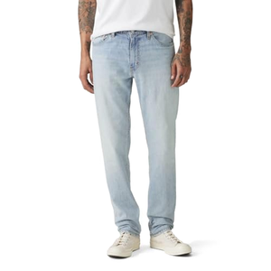 Fashion Streetwear Slim Fit Non-Ripped <b>Mens</b> Straight-leg Jeans Denim Distressed Light Wash Mid Rise Casual <b>Stretch</b> Jeans - Product Image 1