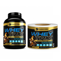 Étiquettes personnalisées pour la nutrition sportive, étiquettes pour bouteilles et pots de compléments protéinés, étiquettes imperméables en feuille d'or pour les produits de fitness et de santé