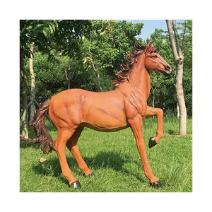 Jingujin venda direta fibra cavalo escultura longa vida útil tamanho fibra de vidro escultura para gramado