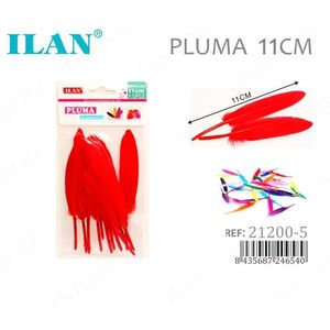 Piume rosse ILAN Pluma 11 cm per artigianato e decorazioni - Product Image 1