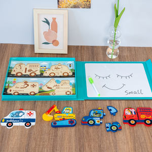 <span class=keywords><strong>Puzzle</strong></span> <span class=keywords><strong>3D</strong></span> de véhicule 4 en 1 avec planche à dessin, jouets en bois avec conception de serrage de livre et <span class=keywords><strong>image</strong></span> de dessin animé - Product Image 2
