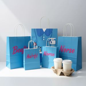 Customised Logo Luxury Small <b>Paper</b> Bags for Cafe Premium Resistant Kraft and Personalized Blue Gift Packaging - Product Image 2