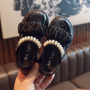 Zapatos de Piel Sintética para Niña, Primavera, Nuevos Zapatos de Vestir con Cordones y Pliegues Estilo Mary Jane, con Perlas, para Niñas - Product Image 5